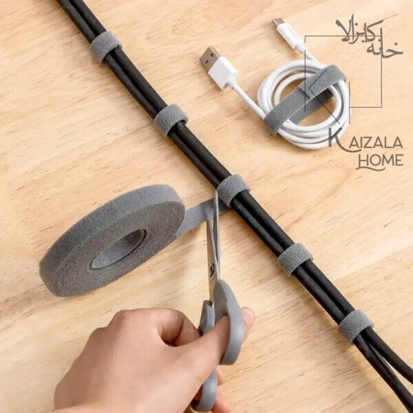 بست پارچه ای(نظم دهنده سیم و کابل)  مشکی - تصویر 2