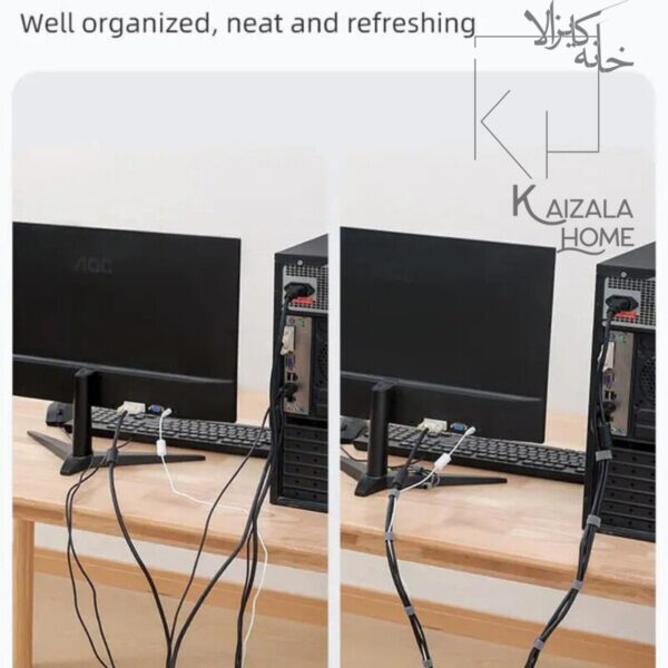 بست پارچه ای(نظم دهنده سیم و کابل)  مشکی - تصویر 10